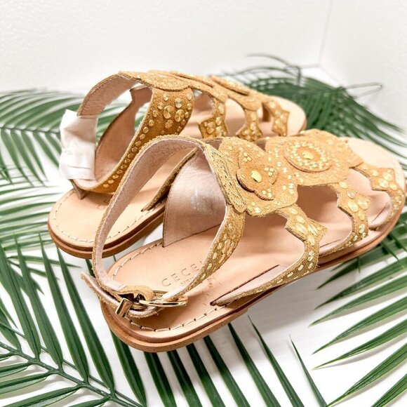 Cecelia New York Sand Bubbly Gladiator Studded Flat Sandals Size 6.5 NWB - Picture 5 of 11
